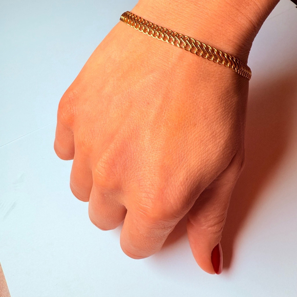 14k Solid Yellow Gold 8 Eight Fancy Infinity Link Chain 4mm Wide Bracelet 6.75” - Picture 6 of 11